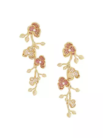 Shop Anabel Aram Orchid 18K-Gold-Plated & Cubic Zirconia Drop Earrings | Saks Fifth Avenue