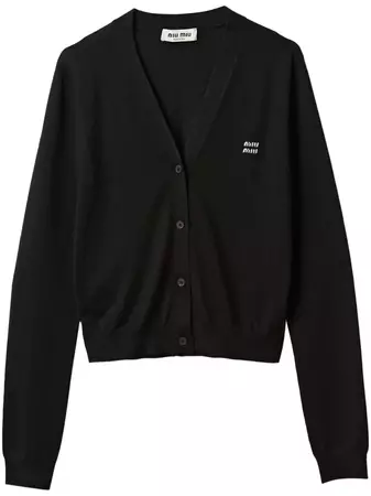 Miu Miu logo-embroidered Cashmere Cardigan jacket - Farfetch