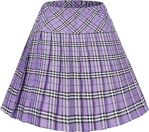 Women's Elastic Waist Plaid Pleated Skirt Tartan Skater School Uniform Mini Skirts (Series 20, M) at Amazon Women’s Clothing store