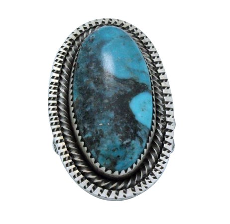 Julian Chavez Navajo Handmade Sterling Silver Kingman Turquoise Ring