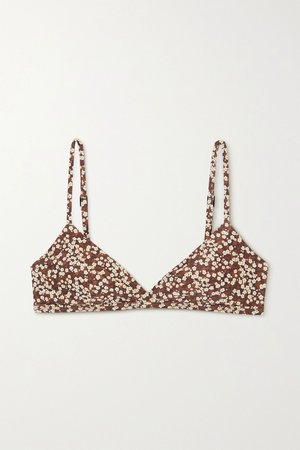 Brown + NET SUSTAIN floral-print stretch-ECONYL triangle bikini top | Matteau | NET-A-PORTER