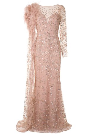 Zuhair Murad Embellished Feather Gown - Farfetch