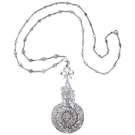 Spectacular Edwardian Necklace with Pendant Watch For Sale at 1stDibs