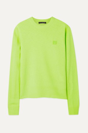 ACNE STUDIOS Nalon Face appliquéd neon wool sweater