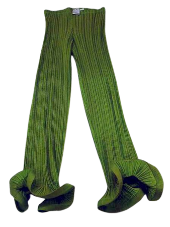Vintage Issey Miyake Green Pleated Ruffle Pants
