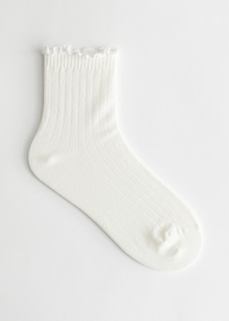 Frilled Ankle Socks - White - Socks - & Other Stories