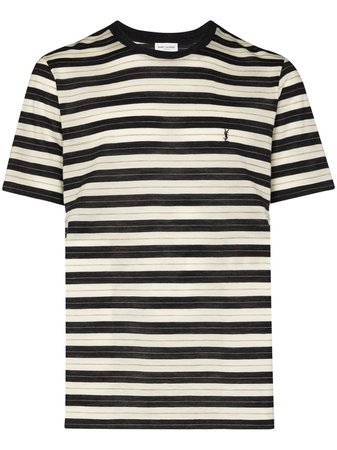 Saint Laurent striped wool T-shirt brown 633108YBUQ2 - Farfetch