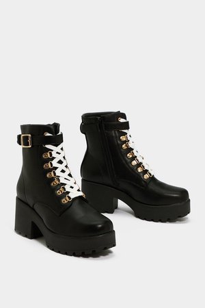 Nasty Gal Women's Black Give 'em The Boot Chunky Boot