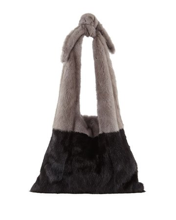 Simonetta Ravizza Furrissima Colorblock Mink Fur Sac Tote Bag, Black/Gray