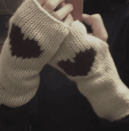 knitted heart fingerless gloves