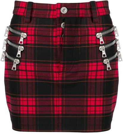 fitted checked skirt