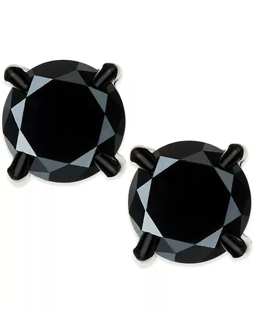 Macy's Black Diamond stud Earrings in Stainless Steel (2 ct. t.w.)