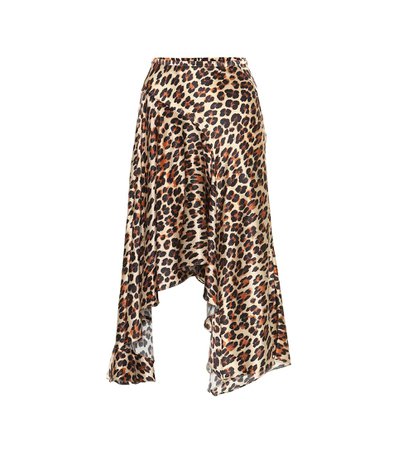 Caroline Constas - Leopard-print silk-satin midi skirt | Mytheresa