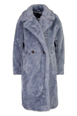 Oversized Teddy Faux Fur Coat | Boohoo blue