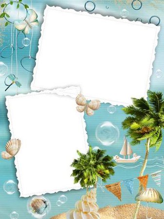 Free psd free png Photo Frame download - Sea, palm trees and sand