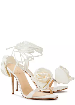 Magda Butrym 100 flower-embellished satin sandals - Harvey Nichols