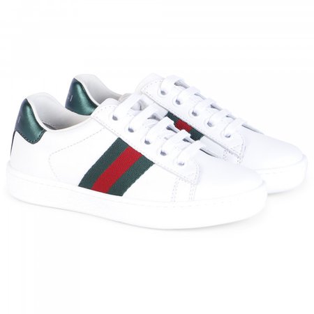 Gucci Leather Ace Sneakers in White - BAMBINIFASHION.COM