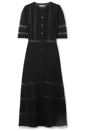 Reformation | Surrey lace-trimmed georgette midi dress | NET-A-PORTER.COM