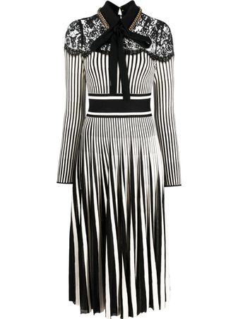 Elie Saab lace-detail Striped Knit Dress - Farfetch