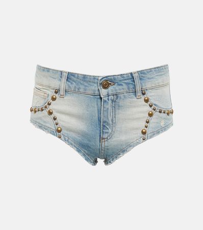 Blumarine - Embellished denim shorts | Mytheresa