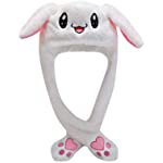 Amazon.com: GKanMore Funny Rabbit Ear Hat Can Move Cute Soft Plush Bunny Hat Cap Headband for Women Girls (White): Clothing