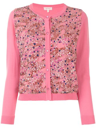 Shop pink Delpozo sequin-embellished merino cardigan with Express Delivery - Farfetch