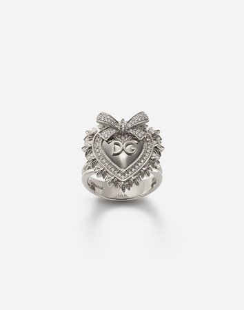 Women's Jewellery | Dolce&Gabbana - DEVOTION RING IN WHITE GOLD WITH DIAMONDS