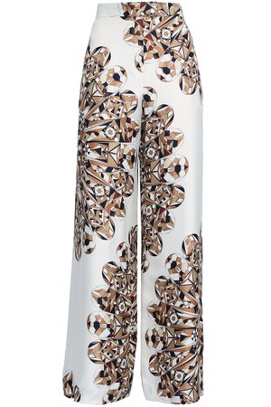 Printed silk-twill wide-leg pants | TORY BURCH | Sale up to 70% off | THE OUTNET