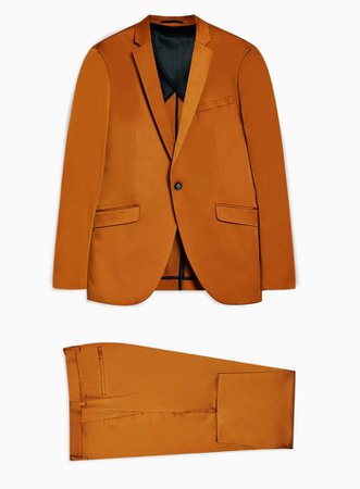 2 Piece Brown Sateen Slim Fit Suit With Notch Lapels | Topman
