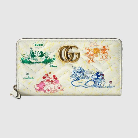 White Online Exclusive Disney x Gucci GG Marmont zip around wallet | GUCCI® NZ