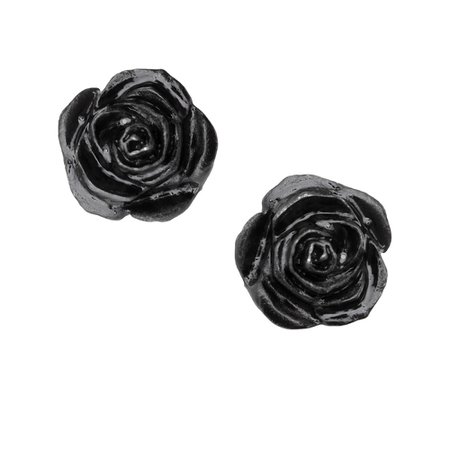 E339 - Black Rose Stud Earrings - Alchemy of England