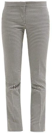 Summa - Low Rise Houndstooth Cotton Trousers - Womens - Black White