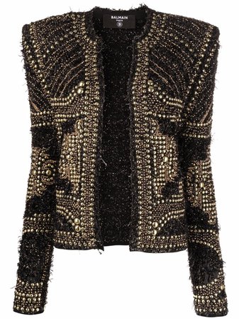 Balmain stud-embellished tweed jacket - FARFETCH