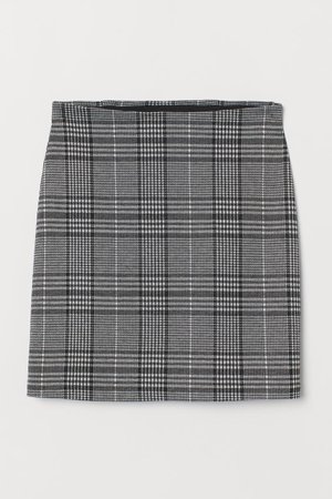 Short Jersey Skirt - Black/checked - | H&M US