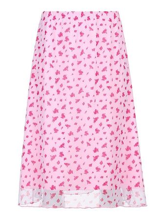 pink floral mesh maxi skirt