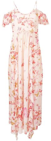 butterfly printed maxi dress