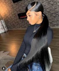 side part slick back ponytail with weave - Google Search