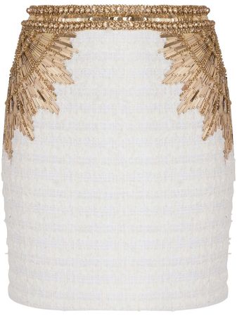 Balmain sequin-embellished tweed skirt