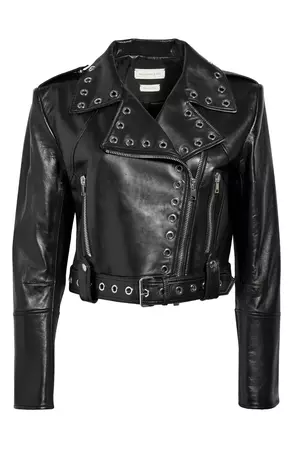 Alexander McQueen Grommet Leather Biker Jacket | Nordstrom
