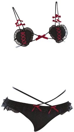 Amazon.com: YOMORIO Cute Micro Bikini Sexy Anime Cosplay Lingerie Devil and Angel Lolita Bra and Panty Set (Black): Clothing, Shoes & Jewelry