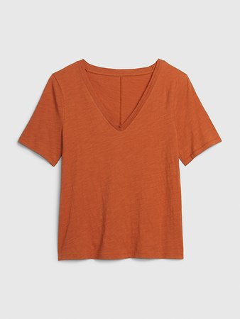 Slub Short Sleeve V-Neck T-Shirt | Gap