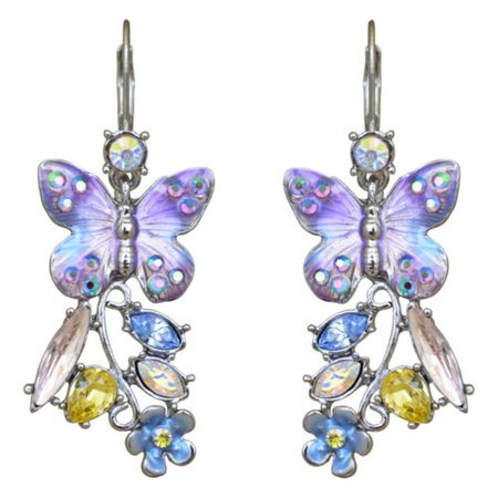 Kirks Folly Forget Me Not Crystal Butterfly Leverback Earrings (Silvertone) | eBay