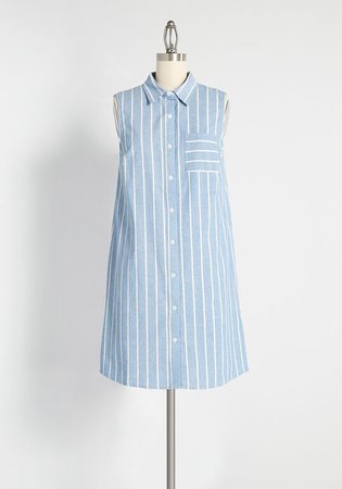 ModCloth Prep Outside Striped Shirt Dress in Blue Stripe | ModCloth