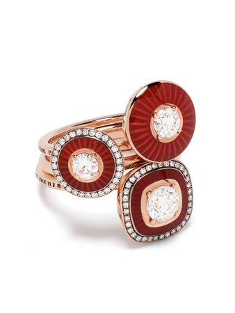 Shop pink Selim Mouzannar 18kt rose gold Mina diamond ring set with Express Delivery - Farfetch