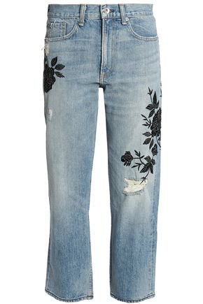 Embroidered distressed mid-rise straight-leg jeans | RAG & BONE/JEAN | Sale up to 70% off | THE OUTNET