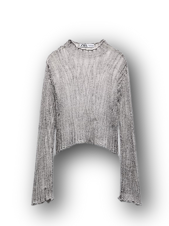 pearl gray open knit sweater top shirts
