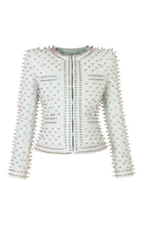 Balmain- Spiked Quilted Leather Jacket