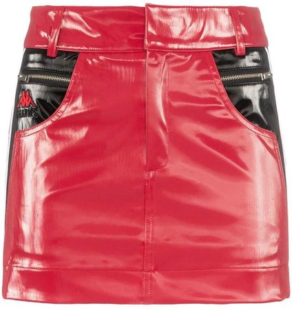 Charm's x Kappa Flame Line faux leather mini skirt