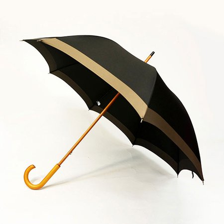Koshu-weaving Wooden Hand-Opening Long Umbrella (Black/Brown) - EVERYTHING FROM.JP