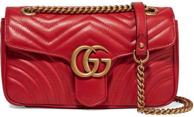 Gg Marmont Small Quilted Leather Shoulder Bag - Red
